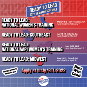 New American Leaders' Ready to Lead 2022 Training Schedule Flyer